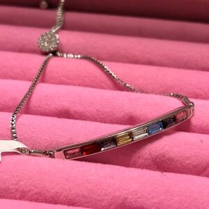 Brilliance Swarovski Rainbow Bar Bracelet Silver Tennis Style Discontinued